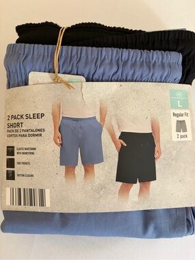 Men's 2-Pack Sleep Shorts - Black & Light Blue